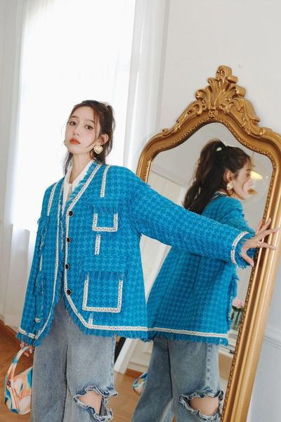 women's jackets 2021autumn style coat in long single breasted temperament leisure jacket splicing lattice blue, Black;brown
women's jackets 2021autumn style coat in long single breasted temperament leisure jacket splicing lattice blue, Black;brown