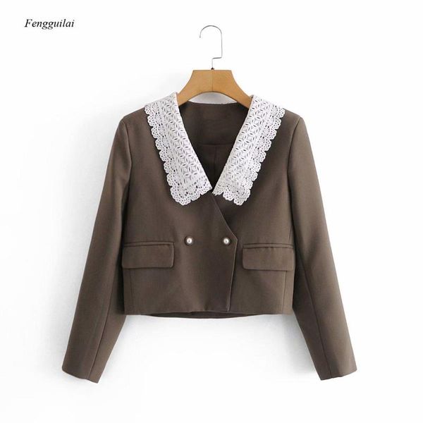 spring fashion women lace collar short blazer summer long sleeve buttons female jacket streetwear coat est women's suits & blazers, White;black
spring fashion women lace collar short blazer summer long sleeve buttons female jacket streetwear coat est women's suits & blazers, White;black