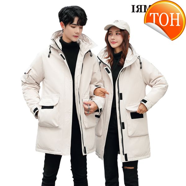new down jacket men's medium and long style hooded handsome man/woen overalls winter coat popular couple, Black
new down jacket men's medium and long style hooded handsome man/woen overalls winter coat popular couple, Black
