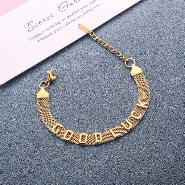 stainless steel 2021 fashion upscale jewelry letters good luck charm net mesh chain bracelets bangles for women link,, Black
stainless steel 2021 fashion upscale jewelry letters good luck charm net mesh chain bracelets bangles for women link,, Black