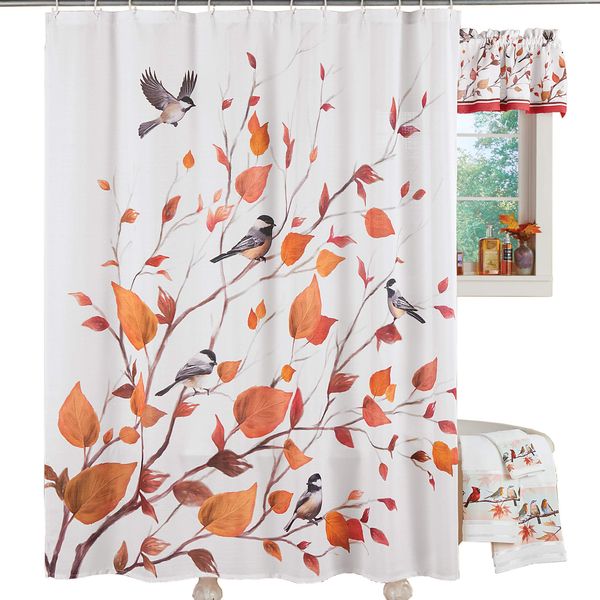 autumn chickadees and colorful leaves ivory shower curtain | machine wash | polyester 65 x 72 inch
autumn chickadees and colorful leaves ivory shower curtain | machine wash | polyester 65 x 72 inch