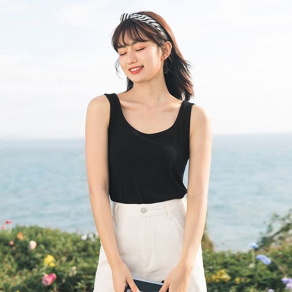 inman spring new arrival solid color sling drawstring elastic crew neck outwear versatile women's vest 210319, Black
inman spring new arrival solid color sling drawstring elastic crew neck outwear versatile women's vest 210319, Black