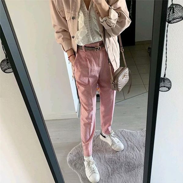 sweet pink plaid straight women capri pleated pockets design casual ankle length zipper fly chic trousers mujer, Black;white
sweet pink plaid straight women capri pleated pockets design casual ankle length zipper fly chic trousers mujer, Black;white