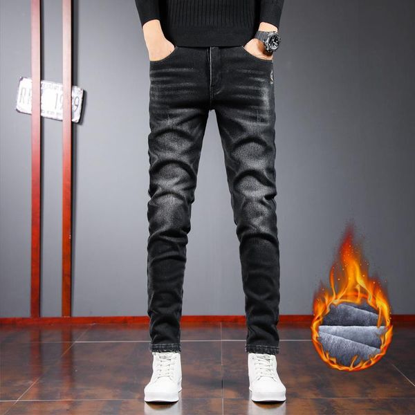 men's jeans korean fashion winter warm black skinny trendy fleece thick denim slim trousers male brand clothes, Blue
men's jeans korean fashion winter warm black skinny trendy fleece thick denim slim trousers male brand clothes, Blue