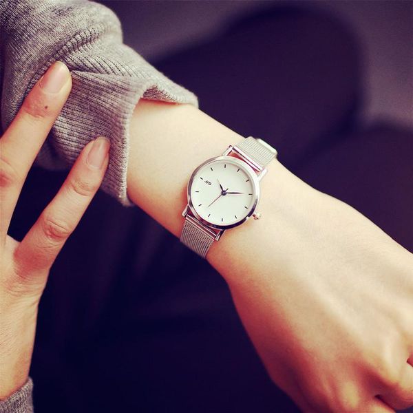 wristwatches minimalist silver women watches blue pointer stainless steel mesh strap 2 sizes simple female quartz watch, Slivery;brown
wristwatches minimalist silver women watches blue pointer stainless steel mesh strap 2 sizes simple female quartz watch, Slivery;brown