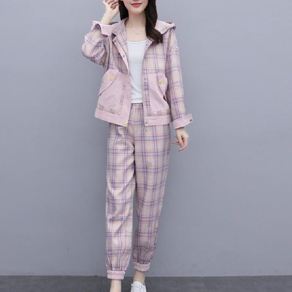 elegant plaid two piece set women spring autumn casual fashion tooling plus size clothing sets women's pants, White
elegant plaid two piece set women spring autumn casual fashion tooling plus size clothing sets women's pants, White