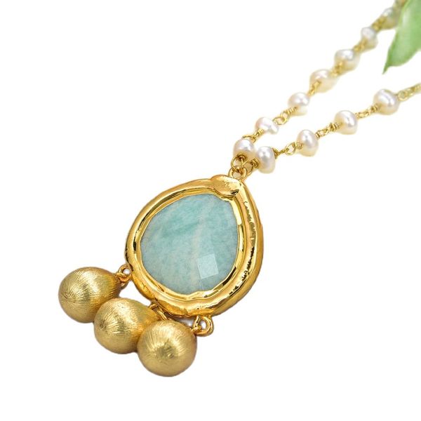 guaiguai jewelry natural freshwater white pearl necklace blue amazonite pendant necklace handmade for women real gems stone lady fashion jew, Silver
guaiguai jewelry natural freshwater white pearl necklace blue amazonite pendant necklace handmade for women real gems stone lady fashion jew, Silver