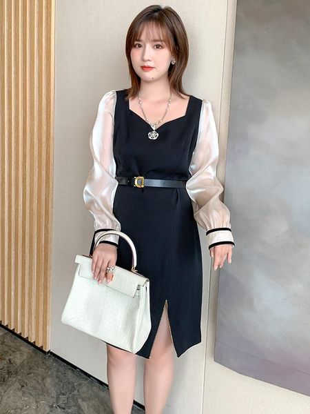 casual dresses square neck stitching glossy yarn sleeve belt dress 2021 summer, Black;gray
casual dresses square neck stitching glossy yarn sleeve belt dress 2021 summer, Black;gray