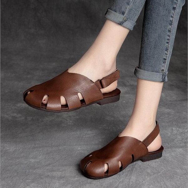 fashion summer vintage genuine leather low heel sandals for women 2021 hook and loop breathable flat casual wom, Black
fashion summer vintage genuine leather low heel sandals for women 2021 hook and loop breathable flat casual wom, Black