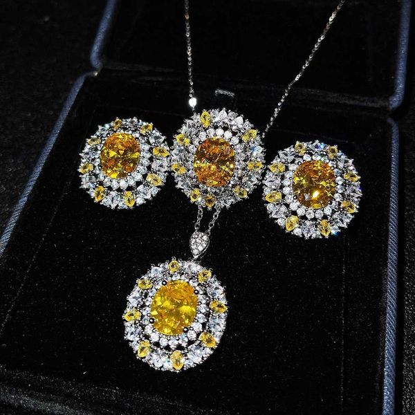 earrings & necklace luxury oval jewelry inlaid with shiny yellow/white zircon exquisite earring ring for women wedding party christmas gift, Silver
earrings & necklace luxury oval jewelry inlaid with shiny yellow/white zircon exquisite earring ring for women wedding party christmas gift, Silver