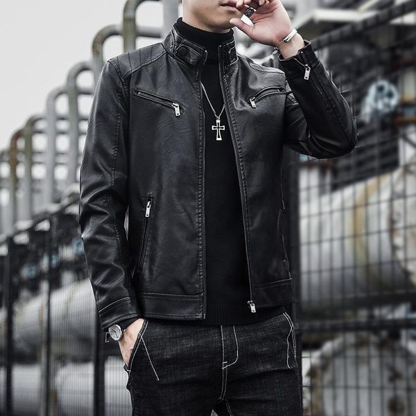 men's jackets wear pu leather jacket fashion youth stand collar punk motorcycle, Black;brown
men's jackets wear pu leather jacket fashion youth stand collar punk motorcycle, Black;brown