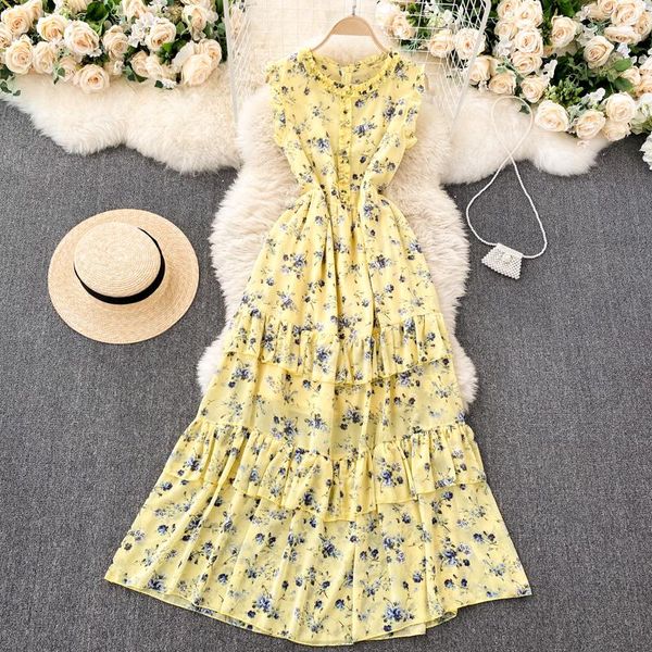 women ruffle tiered dress fashion o neck sleeveless floral long dresses summer korean print clothing 2021 casual, Black;gray
women ruffle tiered dress fashion o neck sleeveless floral long dresses summer korean print clothing 2021 casual, Black;gray