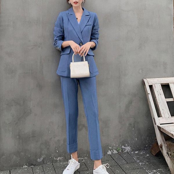 blue womens blazer suit double breasted casual jacket+button long pencil pant korean spring 2 piece set women's two pants, White
blue womens blazer suit double breasted casual jacket+button long pencil pant korean spring 2 piece set women's two pants, White