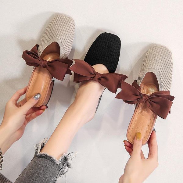 slippers 34-44 plus size knitting women silk bow-knot flip flops square toe breathable mules shoes woman bow outdoor slides 378, Black
slippers 34-44 plus size knitting women silk bow-knot flip flops square toe breathable mules shoes woman bow outdoor slides 378, Black