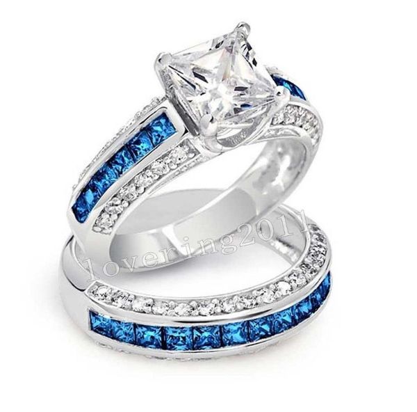 wedding rings luxury jewelry wholesale 10kt white gold filled princess cut blue cz zirdonia simulated stones womnen couple ring, Slivery;golden
wedding rings luxury jewelry wholesale 10kt white gold filled princess cut blue cz zirdonia simulated stones womnen couple ring, Slivery;golden