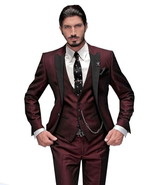 men's suits & blazers suit slim fit 3 pieces burgundy tuxedo gentle-mens wedding notch lapel groom terno (jacket+pants+vest), White;black
men's suits & blazers suit slim fit 3 pieces burgundy tuxedo gentle-mens wedding notch lapel groom terno (jacket+pants+vest), White;black
