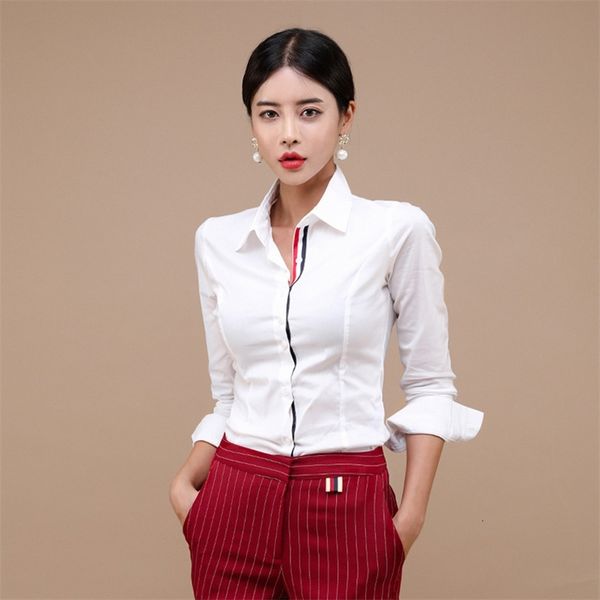 spring autumn office ladies blouse striped patchwork long sleeve turn down collar white shirt women work 210603
spring autumn office ladies blouse striped patchwork long sleeve turn down collar white shirt women work 210603