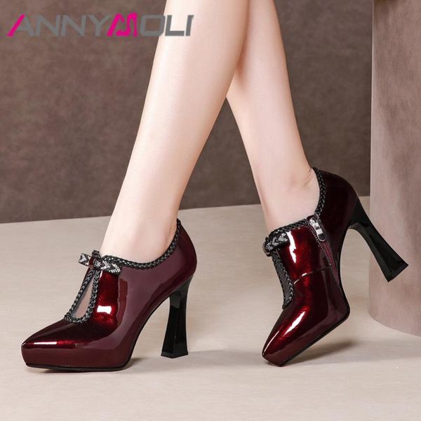 dress shoes annymoli high heels women pumps patent leather zipper block party luxury bow pointed toe lady size 34-39, Black
dress shoes annymoli high heels women pumps patent leather zipper block party luxury bow pointed toe lady size 34-39, Black