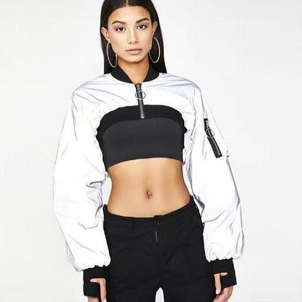 women's jackets light reflective ladies jacket clothing female zipper up short hip hop luminous streetwear, Black;brown
women's jackets light reflective ladies jacket clothing female zipper up short hip hop luminous streetwear, Black;brown