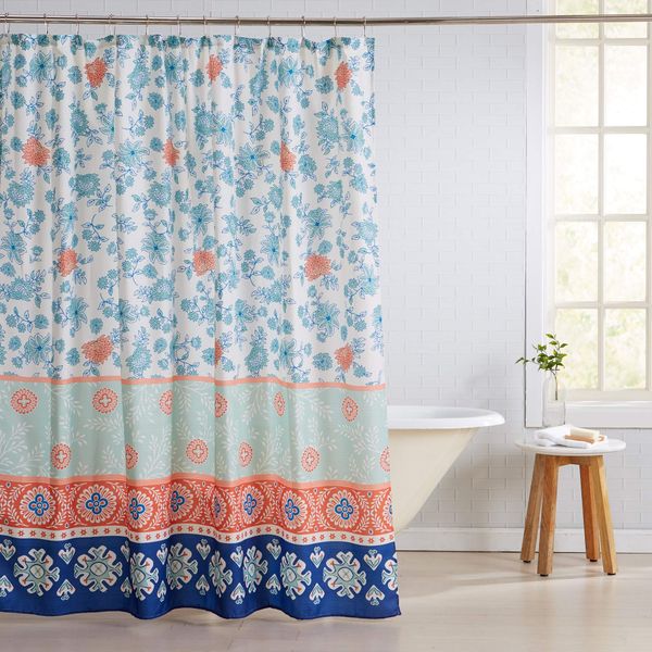 fabric shower curtain with 12 roller hooks. mold and mildew resistant. amora collection. 72-inch, boho
fabric shower curtain with 12 roller hooks. mold and mildew resistant. amora collection. 72-inch, boho