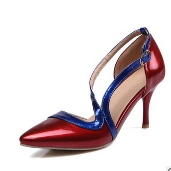 lady's patchwork back buckle big size eu34-48 pointy toe thin high heels shoes mirror pu women pumps for nigh club party dress, Black
lady's patchwork back buckle big size eu34-48 pointy toe thin high heels shoes mirror pu women pumps for nigh club party dress, Black