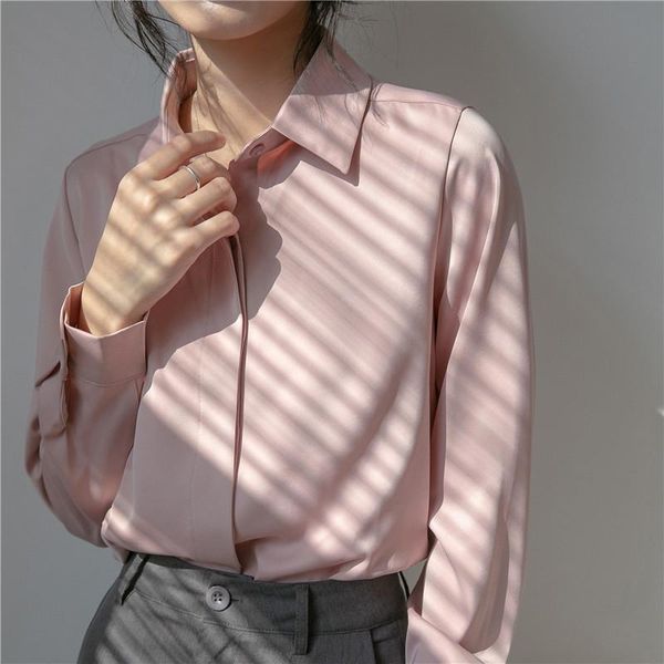 women's blouses & shirts 2021 satin pink shirt s-xl vintage turn-down collar chiffon fashion ol spring camisas mujer, White
women's blouses & shirts 2021 satin pink shirt s-xl vintage turn-down collar chiffon fashion ol spring camisas mujer, White