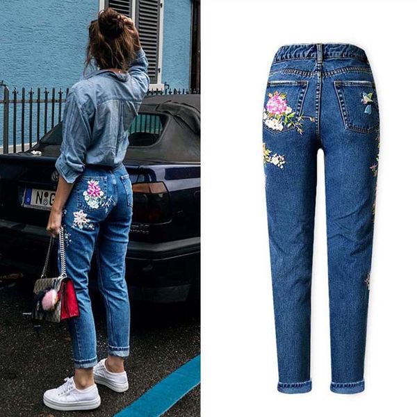 new fashion clothes women denim straight long pants 3d flowers embroidery high waist ladies jeans legging trousers, Blue
new fashion clothes women denim straight long pants 3d flowers embroidery high waist ladies jeans legging trousers, Blue