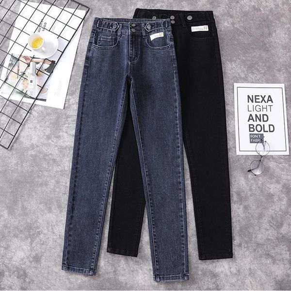 women's jeans plus size stretch woman skinny high waist pencil pants female2021 double buttons letters patches slim denim trousers muje, Blue
women's jeans plus size stretch woman skinny high waist pencil pants female2021 double buttons letters patches slim denim trousers muje, Blue