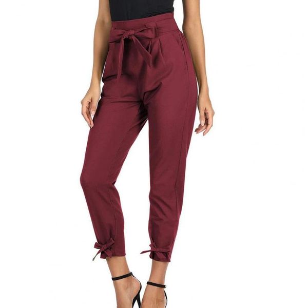 women's pants & capris aonibeier solid color women bottoms bow knot high waist removable belt pencil streetwear famale stright, Black;white 
women's pants & capris aonibeier solid color women bottoms bow knot high waist removable belt pencil streetwear famale stright, Black;white