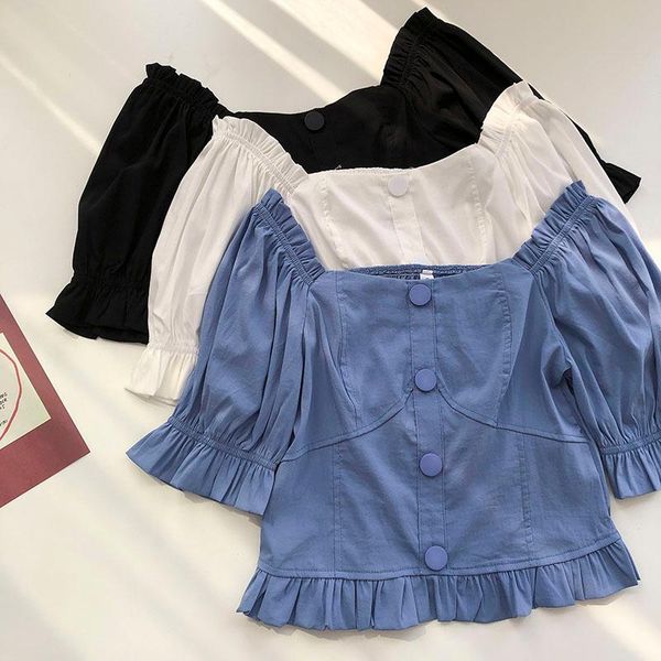 women's blouses & shirts puff sleeve ruffles femme casual square collar vintage short blouse women summer harajuk black pullover blusas, White
women's blouses & shirts puff sleeve ruffles femme casual square collar vintage short blouse women summer harajuk black pullover blusas, White