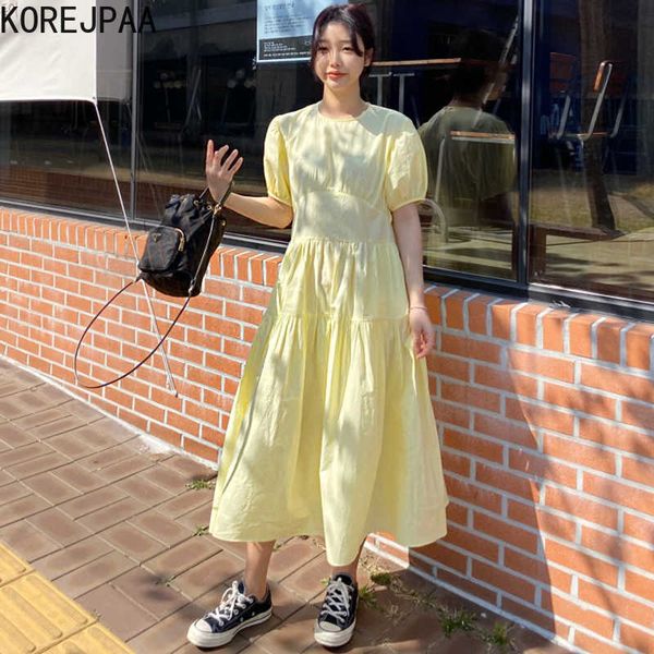 korejpaa women dress summer korea chic girls sweet age reducing loose high waist pleated over-knee long puff sleeve vestido 210526, Black;gray
korejpaa women dress summer korea chic girls sweet age reducing loose high waist pleated over-knee long puff sleeve vestido 210526, Black;gray