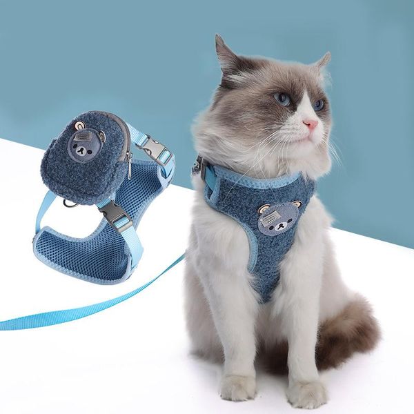 pet adjustable harness for cats cute cartoon bear plush collar kitten with backpack small medium dog cat collars & leads
pet adjustable harness for cats cute cartoon bear plush collar kitten with backpack small medium dog cat collars & leads