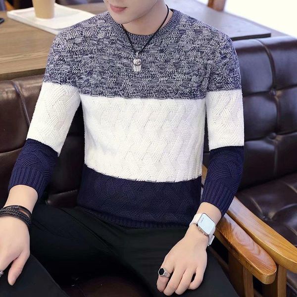 men's sweaters lente en herfst koreaanse versie pulover mannentrui rond de nek slim passen lange mouwen kleur overeenkomende trui jas, White;black
men's sweaters lente en herfst koreaanse versie pulover mannentrui rond de nek slim passen lange mouwen kleur overeenkomende trui jas, White;black