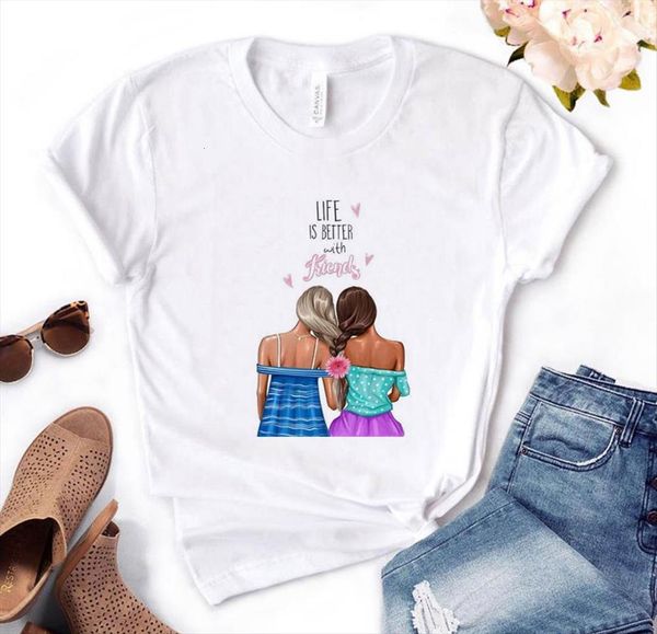 life is better with womens t shirt friends print cotton casual funny for lady yong girl tee pm 137, White
life is better with womens t shirt friends print cotton casual funny for lady yong girl tee pm 137, White