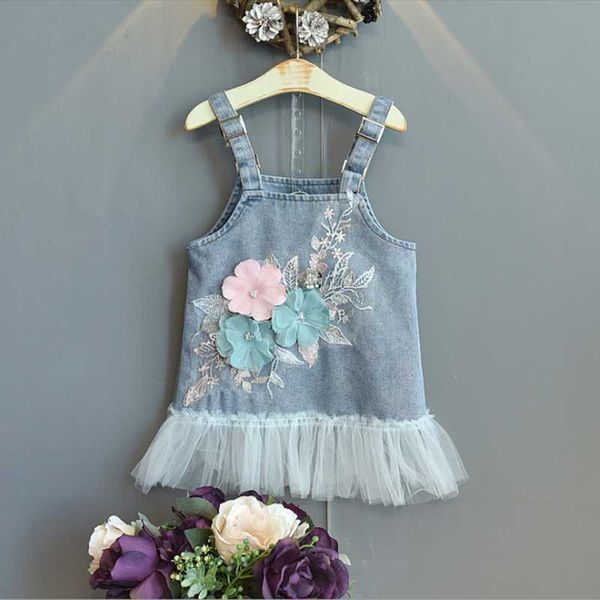 girl's dresses kids girl suspender denim dress children appliques jeans vest fashion sundress lace tulle clothes, Red;yellow
girl's dresses kids girl suspender denim dress children appliques jeans vest fashion sundress lace tulle clothes, Red;yellow