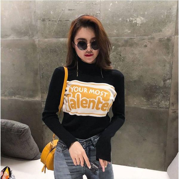 women's sweaters women knitted sweater fashion clothing letter patchwork turtle neck pullovers stretch jumper, White;black
women's sweaters women knitted sweater fashion clothing letter patchwork turtle neck pullovers stretch jumper, White;black