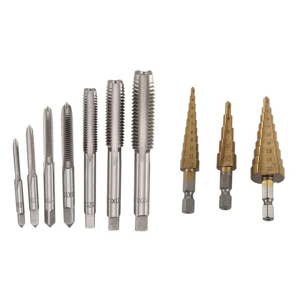 hand tools 7pcs m3 to m12 metric taper plug tap drill bit kit & 1 set 1/4-inch hex shank 3-12 4-20 4-12mm step
hand tools 7pcs m3 to m12 metric taper plug tap drill bit kit & 1 set 1/4-inch hex shank 3-12 4-20 4-12mm step