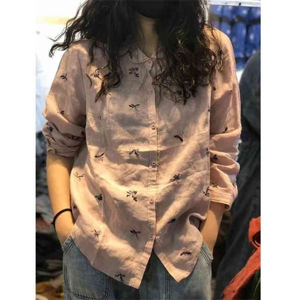 spring arts style women long sleeve cotton linen pink shirts vintage floral embroidery blouses femme loose blusas v170 210512, White
spring arts style women long sleeve cotton linen pink shirts vintage floral embroidery blouses femme loose blusas v170 210512, White