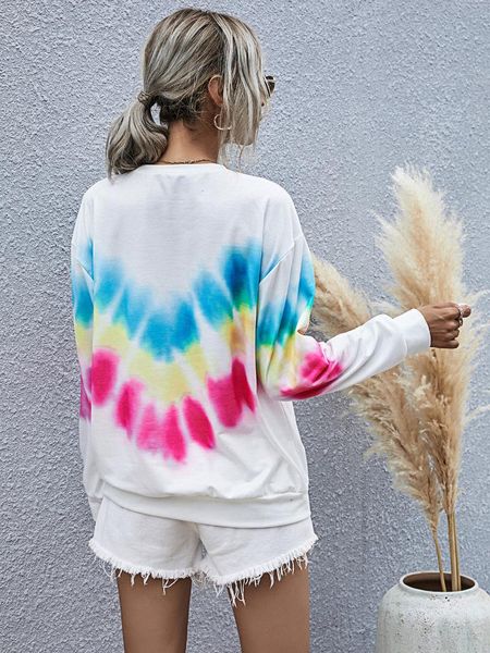 women's polos 2021 autumn/winter european and american digital print round neck long sleeve lazy tie-dyed hoodie lady, White
women's polos 2021 autumn/winter european and american digital print round neck long sleeve lazy tie-dyed hoodie lady, White