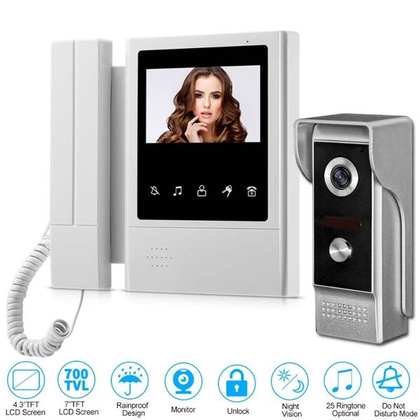 4.3'' tft color wired video intercom door phone doorbell system for home 700tvl ir night vision outdoor camera metal waterproof ph
4.3'' tft color wired video intercom door phone doorbell system for home 700tvl ir night vision outdoor camera metal waterproof ph