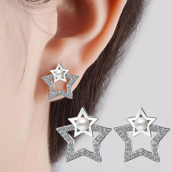 stud double hollow star zirconia earrings pearl silver fashion ol style party jewelry accessories gift for women girls, Golden;silver
stud double hollow star zirconia earrings pearl silver fashion ol style party jewelry accessories gift for women girls, Golden;silver