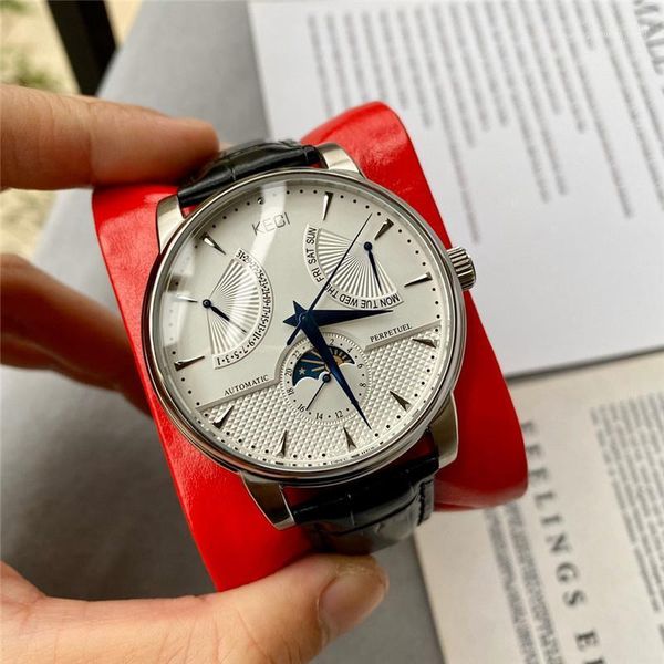 wristwatches brand custom stainless steel watch men's tourbillon automatic mechanical luxury unique fan-shaped calendar and week design, Slivery;brown
wristwatches brand custom stainless steel watch men's tourbillon automatic mechanical luxury unique fan-shaped calendar and week design, Slivery;brown