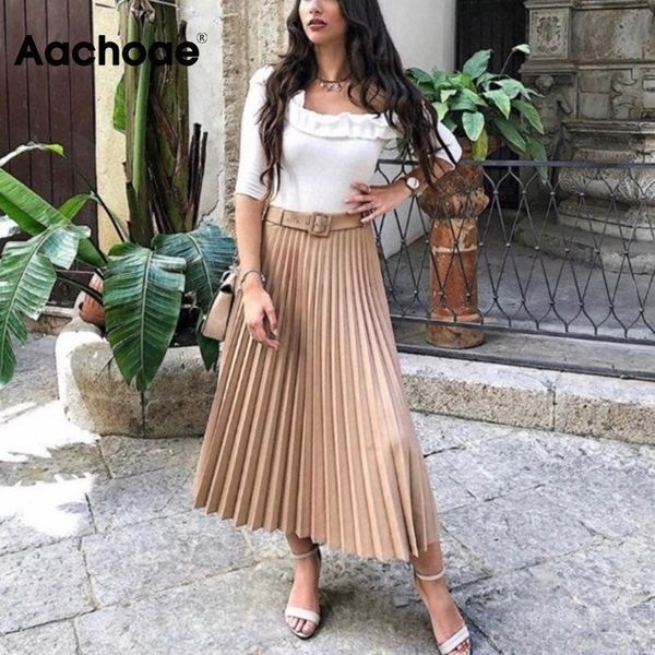skirts women pleated skirt with belt high waist elegant vintage a-line midi female 2021, Black
skirts women pleated skirt with belt high waist elegant vintage a-line midi female 2021, Black