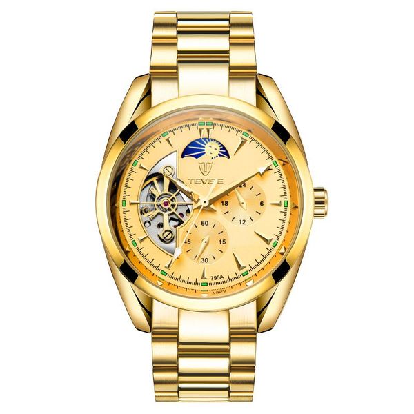 watch men's automatic mechanical moon phase steel band wristwatches, Slivery;brown
watch men's automatic mechanical moon phase steel band wristwatches, Slivery;brown