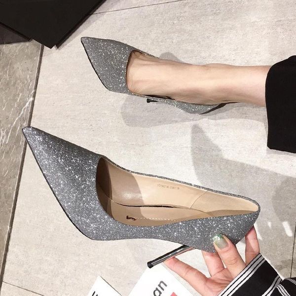 dress shoes silver pointed toe light non-slip thin heels elegant shallow wearable party designer office women wedding, Black
dress shoes silver pointed toe light non-slip thin heels elegant shallow wearable party designer office women wedding, Black