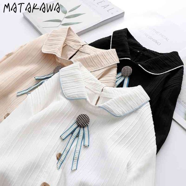 matakawa long-sleeved women shirt spring peter pan collar blouses female korean loose bowknot blusas mujer de moda 210513, White
matakawa long-sleeved women shirt spring peter pan collar blouses female korean loose bowknot blusas mujer de moda 210513, White