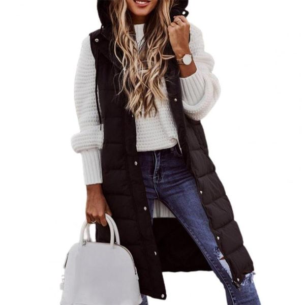 women's vests women long vest solid color hooded autumn winter single-breasted pockets drawstring outwear for outdoor, Black;white
women's vests women long vest solid color hooded autumn winter single-breasted pockets drawstring outwear for outdoor, Black;white