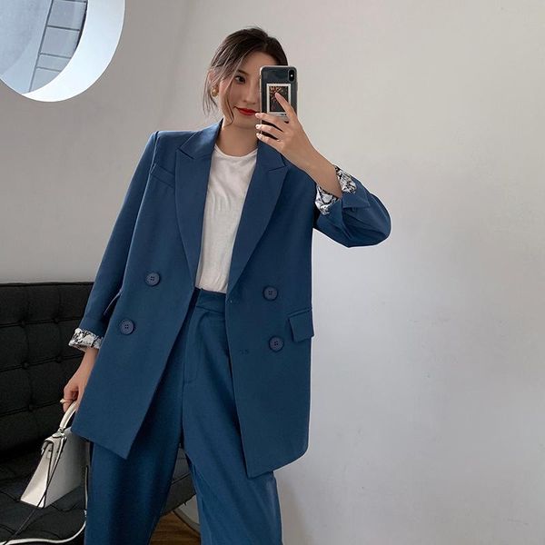 sayna blue suit woman 2021 early autumn temperament england wind wide leg pants twinset women's two piece, White
sayna blue suit woman 2021 early autumn temperament england wind wide leg pants twinset women's two piece, White
