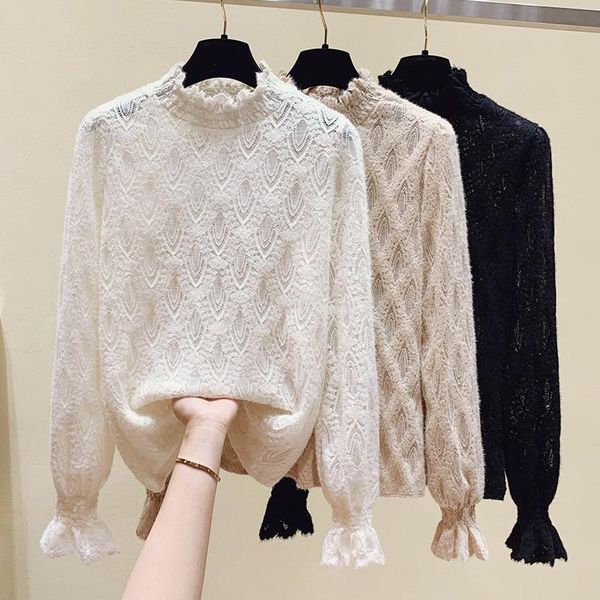 women's blouses & shirts blouse lace girl's shirt korean version slim fashion long sleeve casual stretch lady blusas houthion, White 
women's blouses & shirts blouse lace girl's shirt korean version slim fashion long sleeve casual stretch lady blusas houthion, White