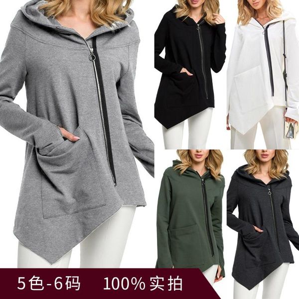 autumn and winter oblique zipper sweater european american women's irregular pocket jacket women hoodies & sweatshirts, Black
autumn and winter oblique zipper sweater european american women's irregular pocket jacket women hoodies & sweatshirts, Black